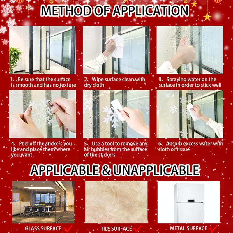 Blue Christmas Window Clings-Static Sticker Set With Bells, Reindeer, Santa, Snowflakes & Snowman For Holiday Party Decor