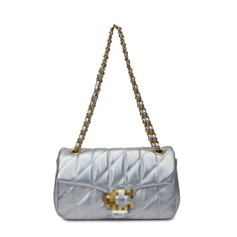 

High-End Women s Luxury Diamond Pattern Chain Crossbody & Shoulder Bag One Size серебряный