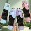 1PC Black Cat Realistic Animal Print 750ml Color Plastic Sports Water Bottle Leakproof Flip Straw Lid Suitable for Sports Office Home Use