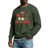 Men's Loose Fit Casual Neck Long Sleeve Christmas Print Top for Holiday Celebrations