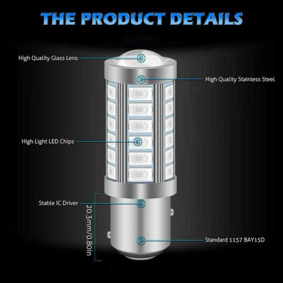 2 buc 1157 BAY15D mașină frână lumină de înaltă luminozitate unghi larg impermeabil LED roșu bec auto frână spate stop pentru ATV