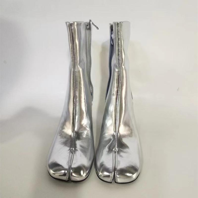 2026 Autumn Winter Soft Leather Split Toe Tabi Women Ankle Boots Zip Thick High Heels Chelsea Chunky Shoes Short Booties