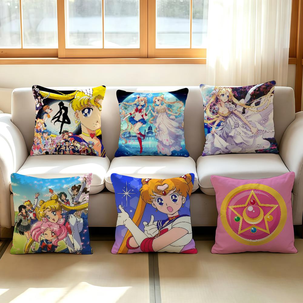 Comic Ssailor Mmoon Cushion Cover Antidustmite Sofa Cushion Decorative Office Cover Lounge Area Indoor Outdoor Use