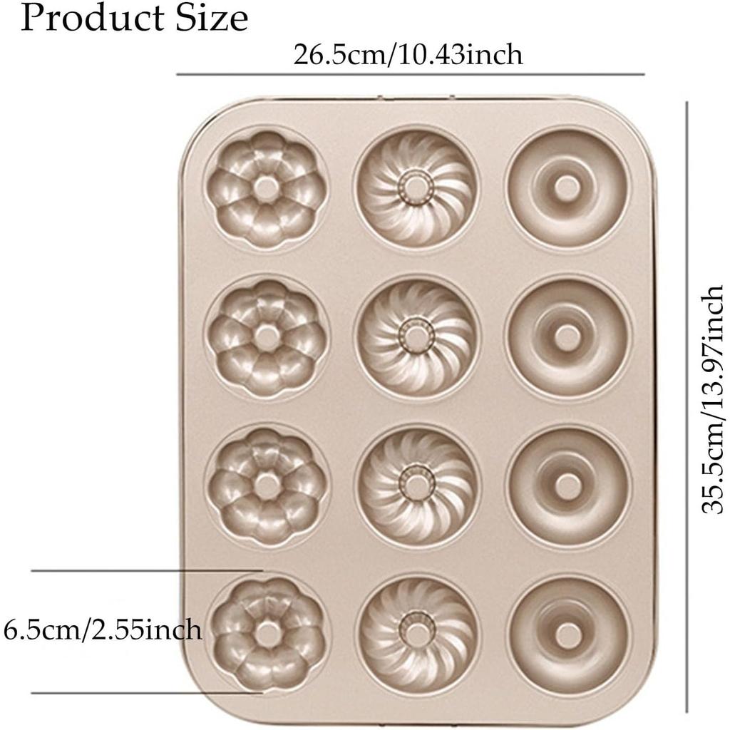 Baking Mold 12-Cavity Non-Stick Silicone 35.5x26.5cm Gray Cake Pan