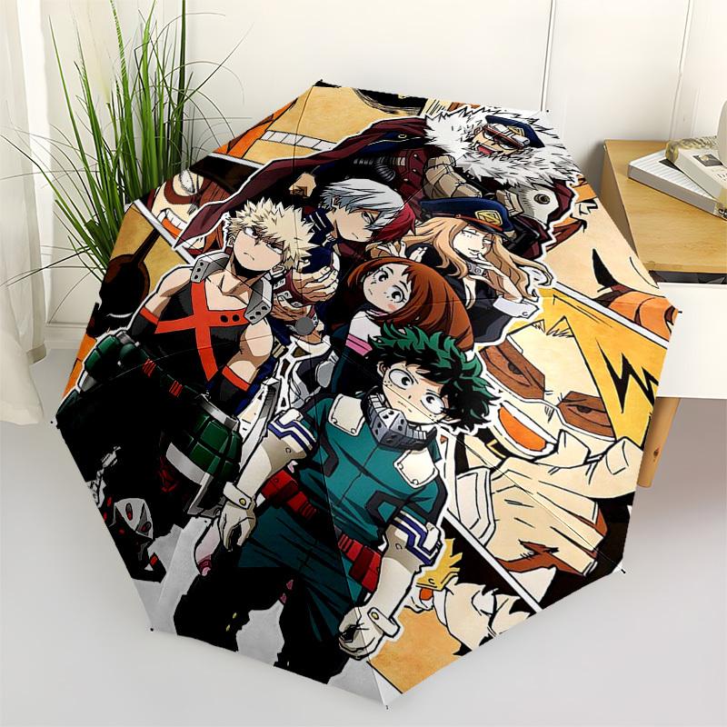 1pc My Hero Academia Characters Automatic Opening Folding Umbrella with 3-Fold Design, 8-Bone Iron Frame, Outdoor for Fans, Travelers, Daily Use, Gift