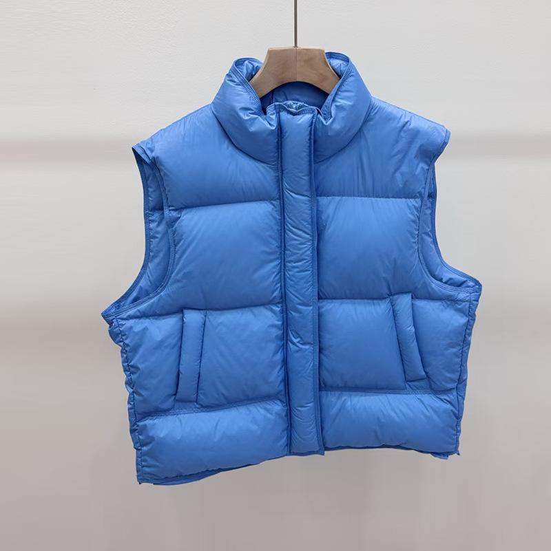 Popular White Duck Down Stand-up Collar Down Vest Women's Winter Fashion Simple Casual Vest Warm Vest Tide