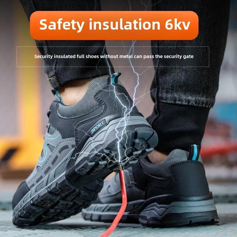 Men's Safety Shoes Steel Toe Isolation Male Sneaker Lightweight Working Shoes Protection Anti Smashing Anti Piercing Safety Shoe
