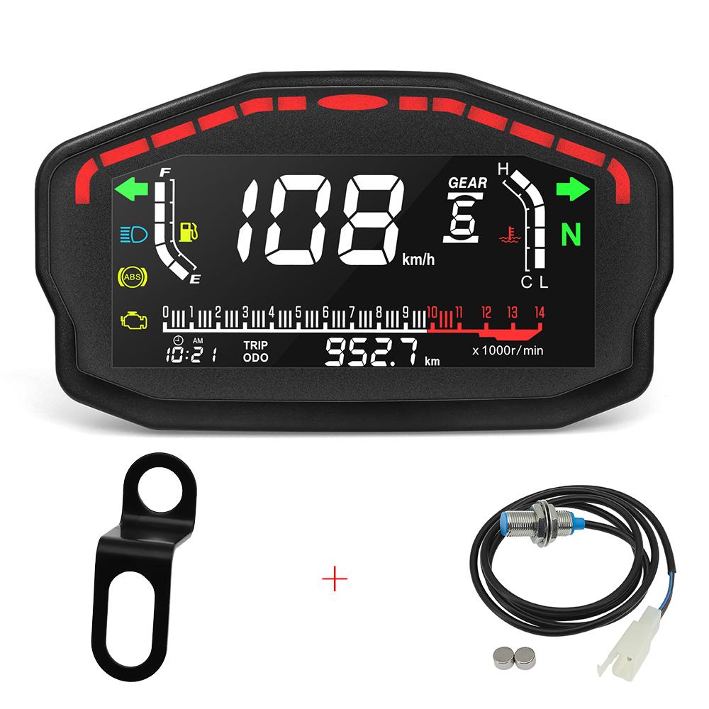 New Motorcycle LED LCD Speedometer Digital Odometer Speed Temperature Fuel Level Meter Moto Gauge For BMW For Honda For Yamaha
