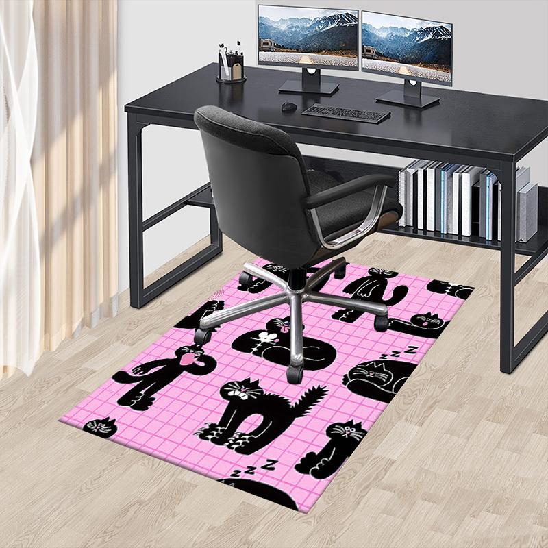 1PC cat pattern Non-Slip Floor Carpet Compatible for Office&Living Room&Dining room - Flat-Weave Machine- Soft & Pattern-E306