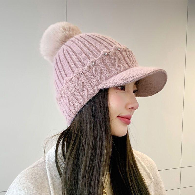 Hat Women's Winter Fleece Knitted Hat Cold-proof and Warm Ear Protector Cap Fashion Thickened Wool Hat