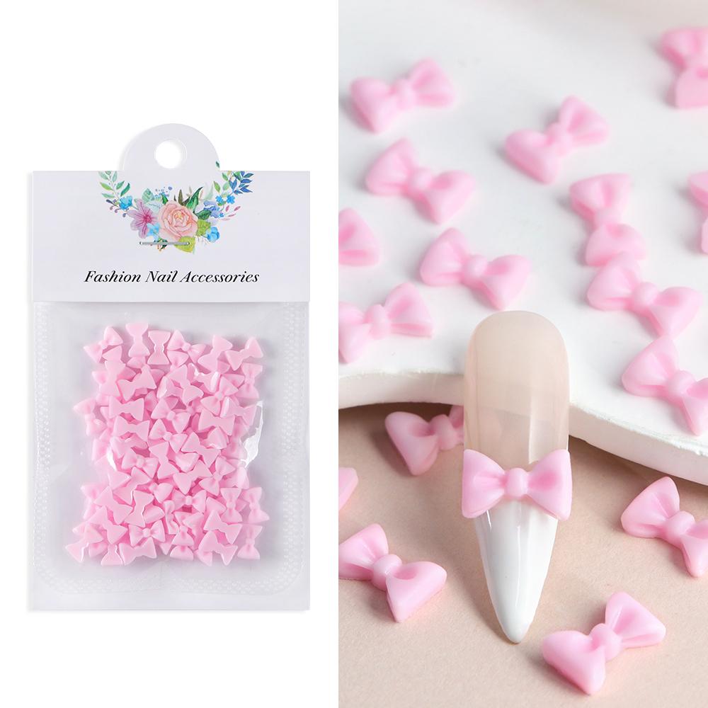 

1 пакет розовых конфетных лент-бантов 3D-подвесок для ногтей прозрачного желейного цвета летние аксессуары для украшения ногтей DIY детали для маникюра