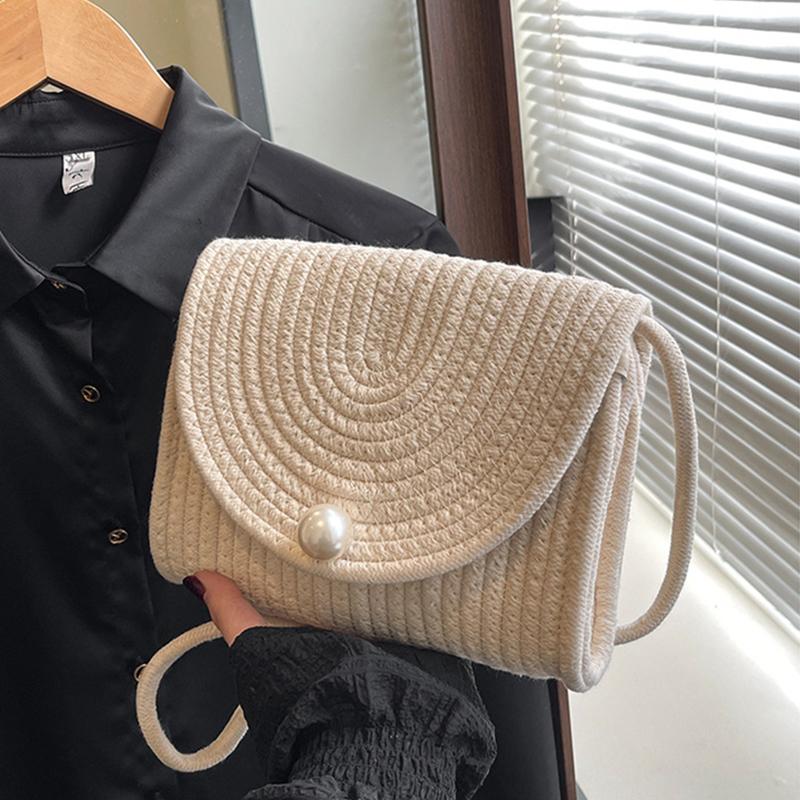 Beach Wowen Shoulder Bag Summer Crossbody Wallet Flap Crossbody Bag for Women