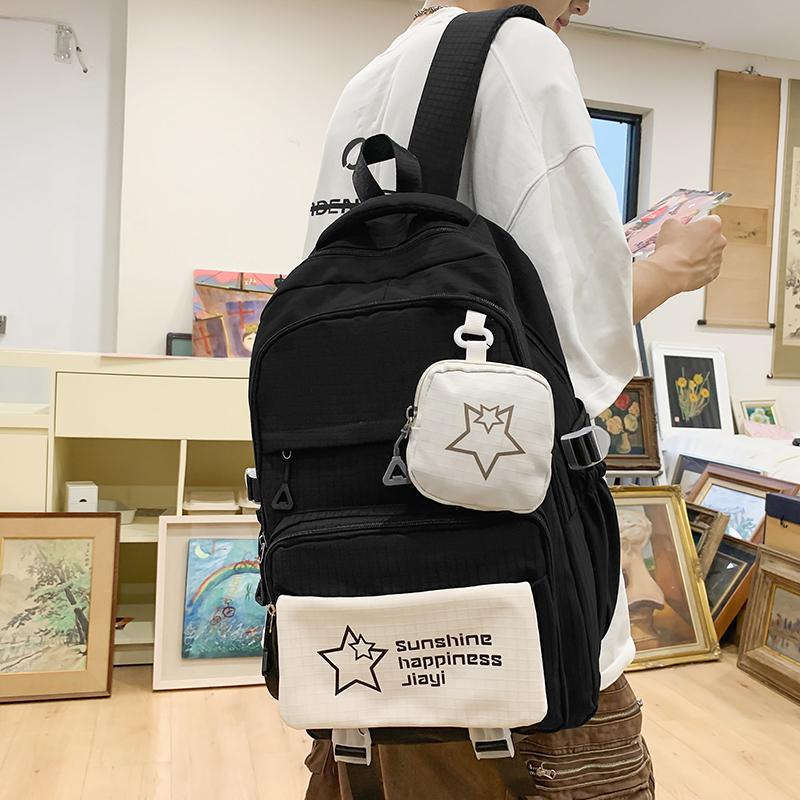 Звездный принт школьный рюкзак женский цветной блок большой емкости рюкзак — фото 18