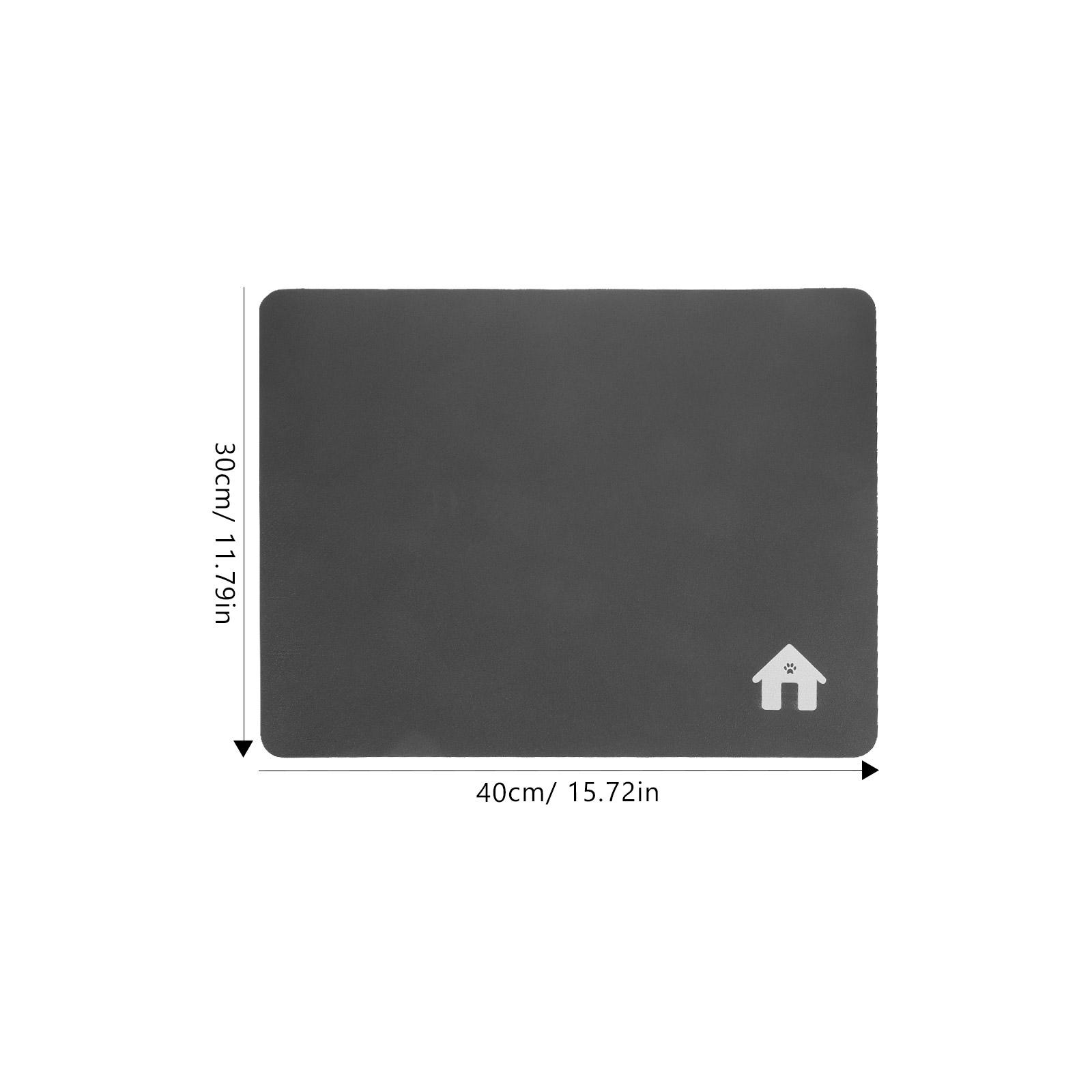 Pet Feeding Mat 30x40cm Grey Cat Head Non slip Reusable Bowl Thick Placemat Absorbent Water Proof Easy Clean