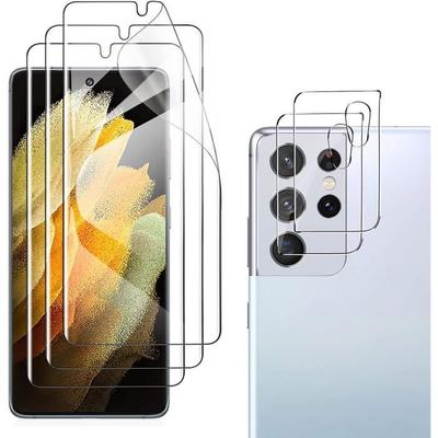 (3 Pack) Tempered Glass for Samsung Galaxy S21 Ultra HD Screen of 9H+ Hardness(3 Pack) Tempered Glass Rear Camera Protector