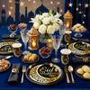 Ramadan Mubarak Black Gold Moon Eid Mubarak Themed Party Supplies Set Disposable Plates for Elegant Celebration