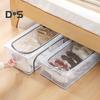 Transparent Storage Box with Double-Sided Openings Zipper Closure Waterproof PVC Shell Dustproof Under-bed Shoe Storage Box
