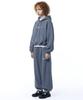 [Set] Small Slow And Soft String Oversized Hoodie + Single-Pleat Wide Pants - Blue-Gray