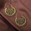 Women Retro Bohemia Carved Flower Hollowed Drop Hanging Earrings Fashion Jewelry Gift