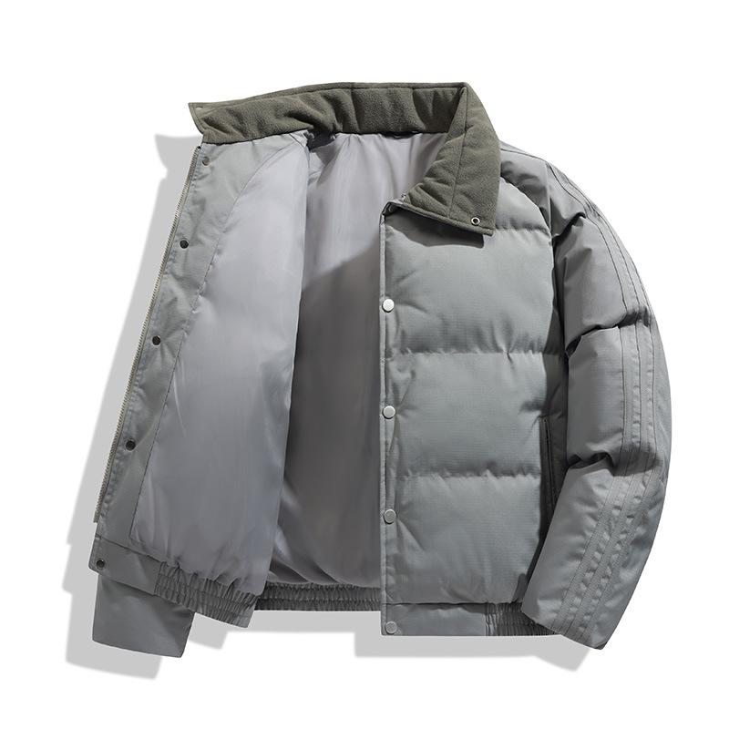 Winter Neuer Herren Baumwollmantel Einfarbige Verdickte Lockere Jugend Hong Kong Stil Revers Baumwollmantel Herren Stil