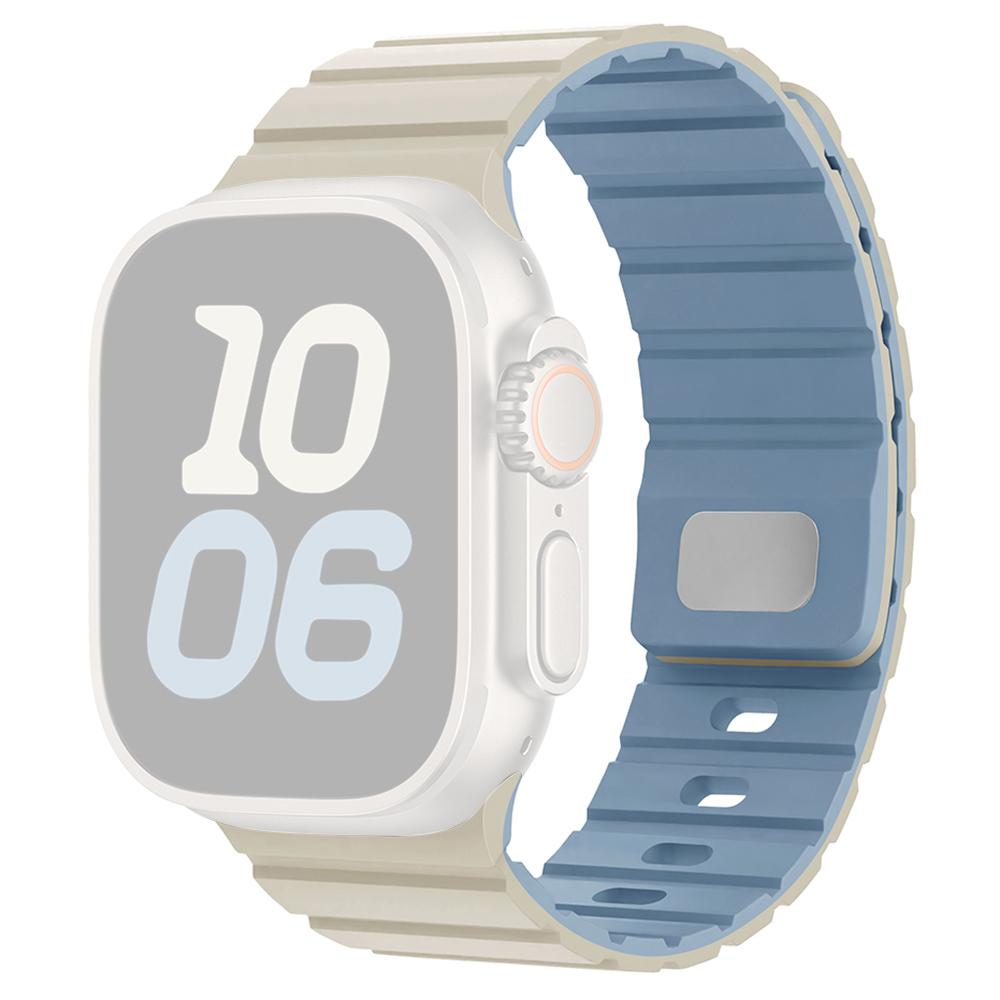 

Для Apple Watch Series 10 Ultra 9 8 7 SE 6 5 4 3 2 1 46мм 49мм 45мм 44мм 42мм Магнітний силіконовий ремінець Швидкознімний ремінець White/Blue
