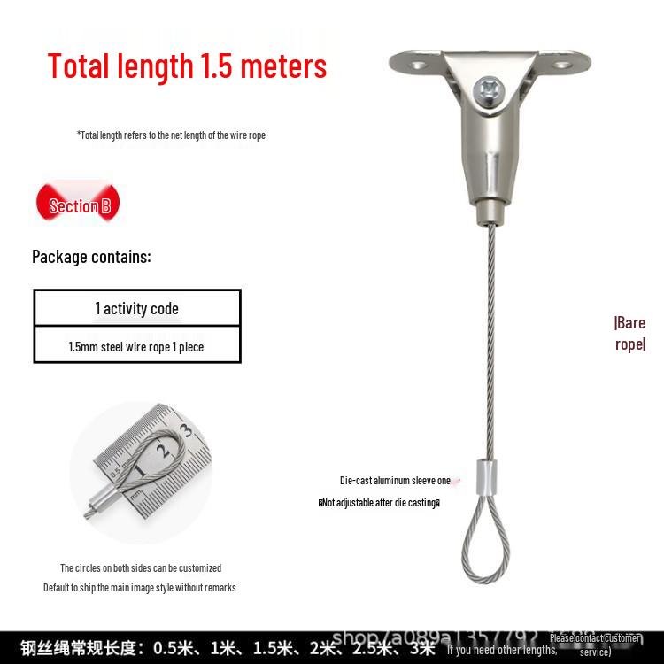 Adjustable Steel Wire Rope Hanger for Lamps, Paintings, and Exhibitions