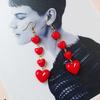 Korean Style Long Tassel Earrings Red Lovely Heart Drop Earrings Women Valentine's Day Festival Birthday New Year Gift