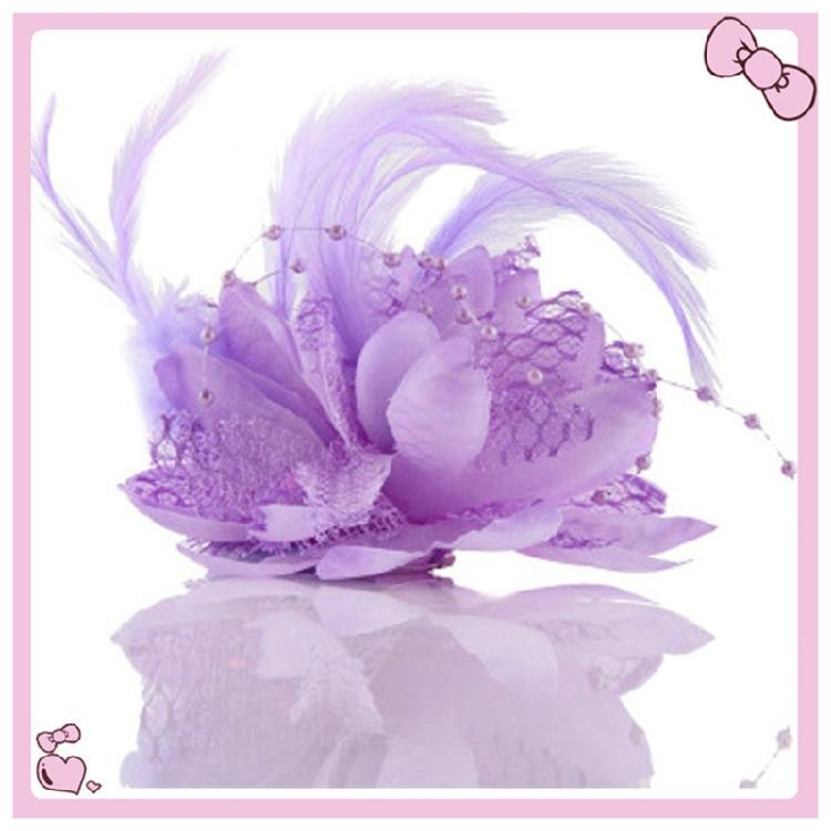 Feathers Flower Hair Accessories Wedding Party Floral Mesh Veil Headband Hairpin