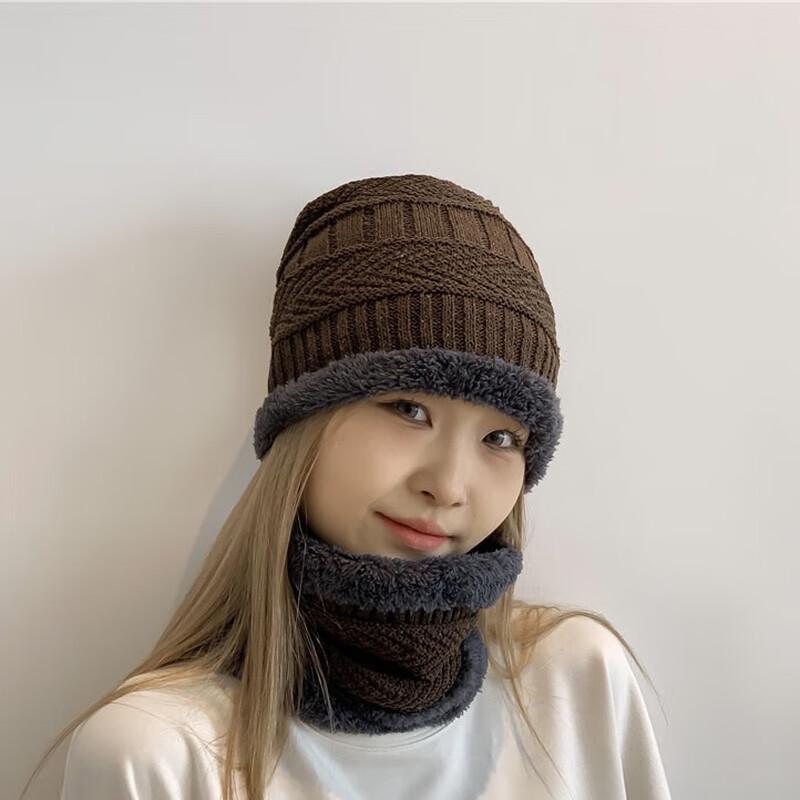 

Unisex Winter Knit Hat with Integrated Scarf