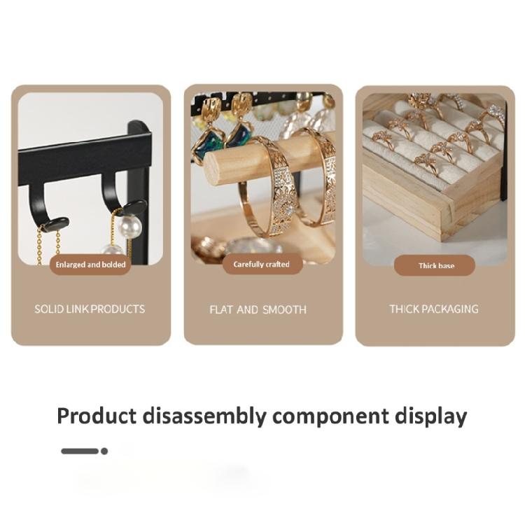 Jewelry Organizers Mesh Grid Design Suitable for Displaying Earrings Necklaces Rings Home or Shop Use Iron Wood Texture