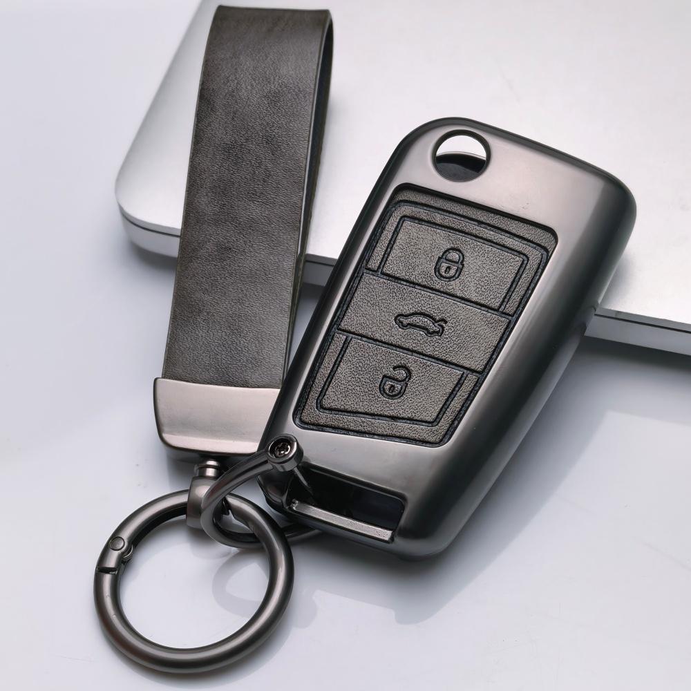 

Zinc Alloy Leather Keychain Key Cover Case For Seat Leon 5F Rapid Octavia A7 Shell For Vw Tiguan T-Roc T-Cross For Seat Ateca Fr