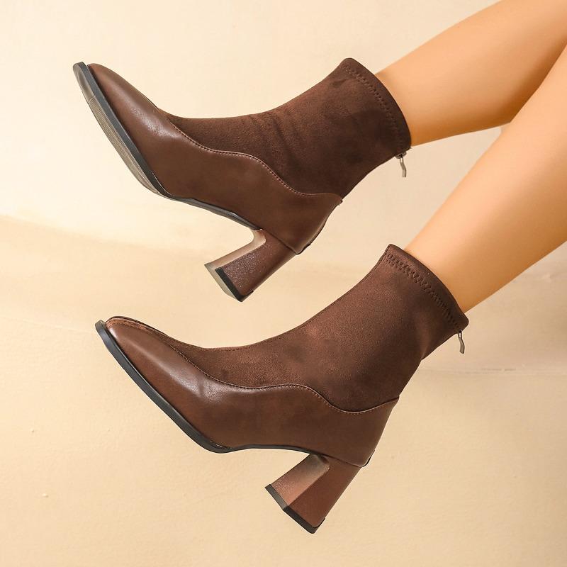 Fashion High Heels Women Fashion Suede Ankle Boots Designer Chunky Winter New Shoes 2025 Elegant Dress Pumps Party Zapatillas De Mujer