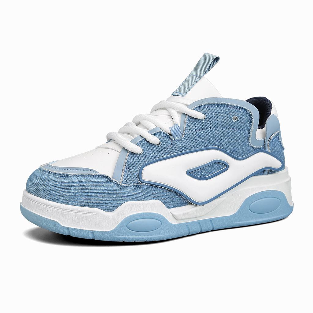 Fashion Harajuku Style Fashion Blue Platform Sneakers for Men Comfortable Flat Sneakers Casual Men Lace-up Hip-hop Sneakers Basket Homme