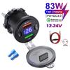100W Car Charger Dual PD Dual QC 3.0 Quick Charge with Voltmeter Socket Power Adapter Waterproof 12V/24V for ATV Boat Motorcycle
