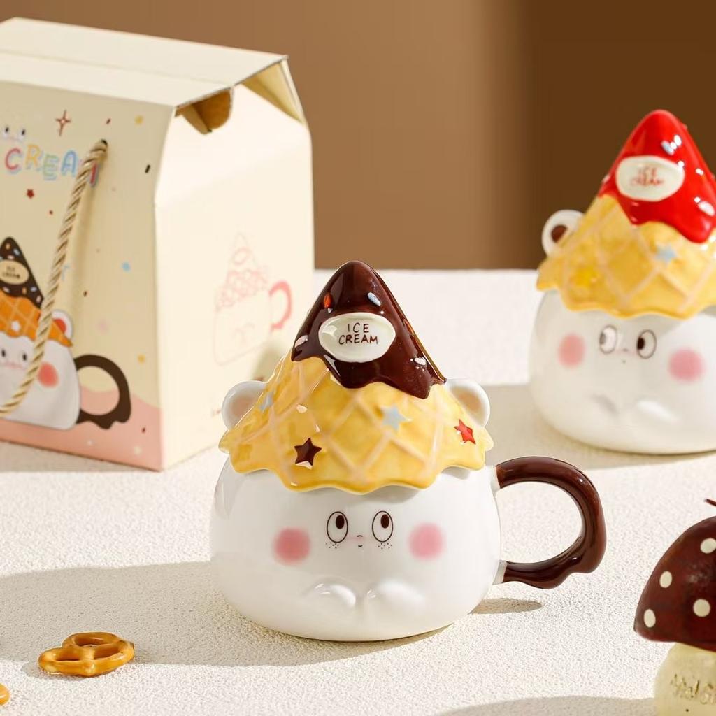 Expression Ceramic Mug, High-value Souvenir Water Cup, Girlfriend Girl Heart Cup, Household Breakfast Cup