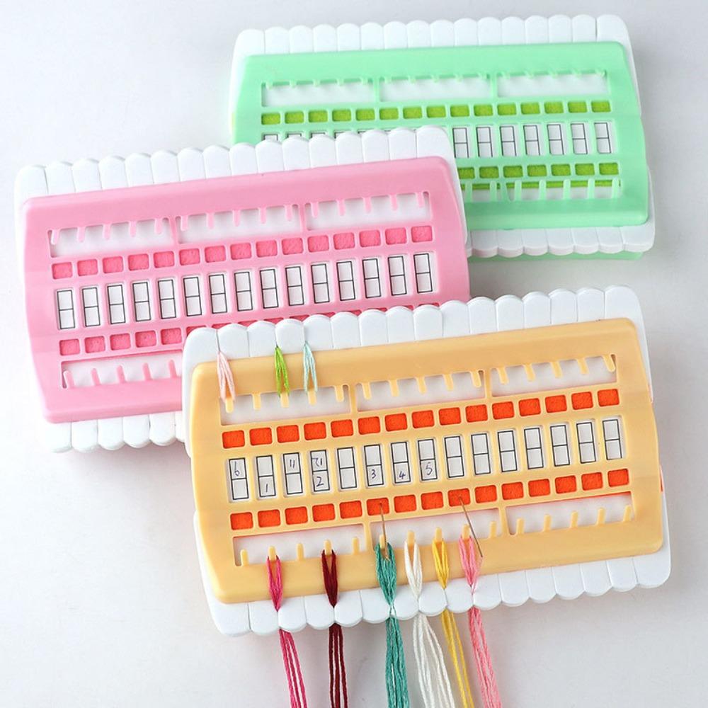 30-Slot Cross Stitch Thread Organizer - Pastel Color Floss Bobbin Winder for Embroidery Storage