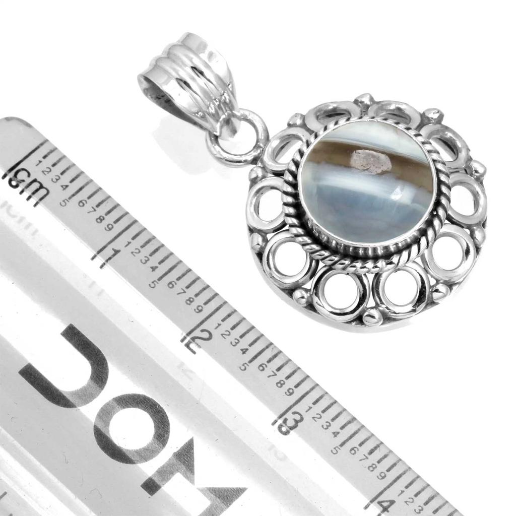 925 Sterling Silver Pendant Women Gemstone Handmade Jewelry Halloween Gift Amazonite Angelite Blue Opal Botswana Agate Mohave Azurite Chrysocolla