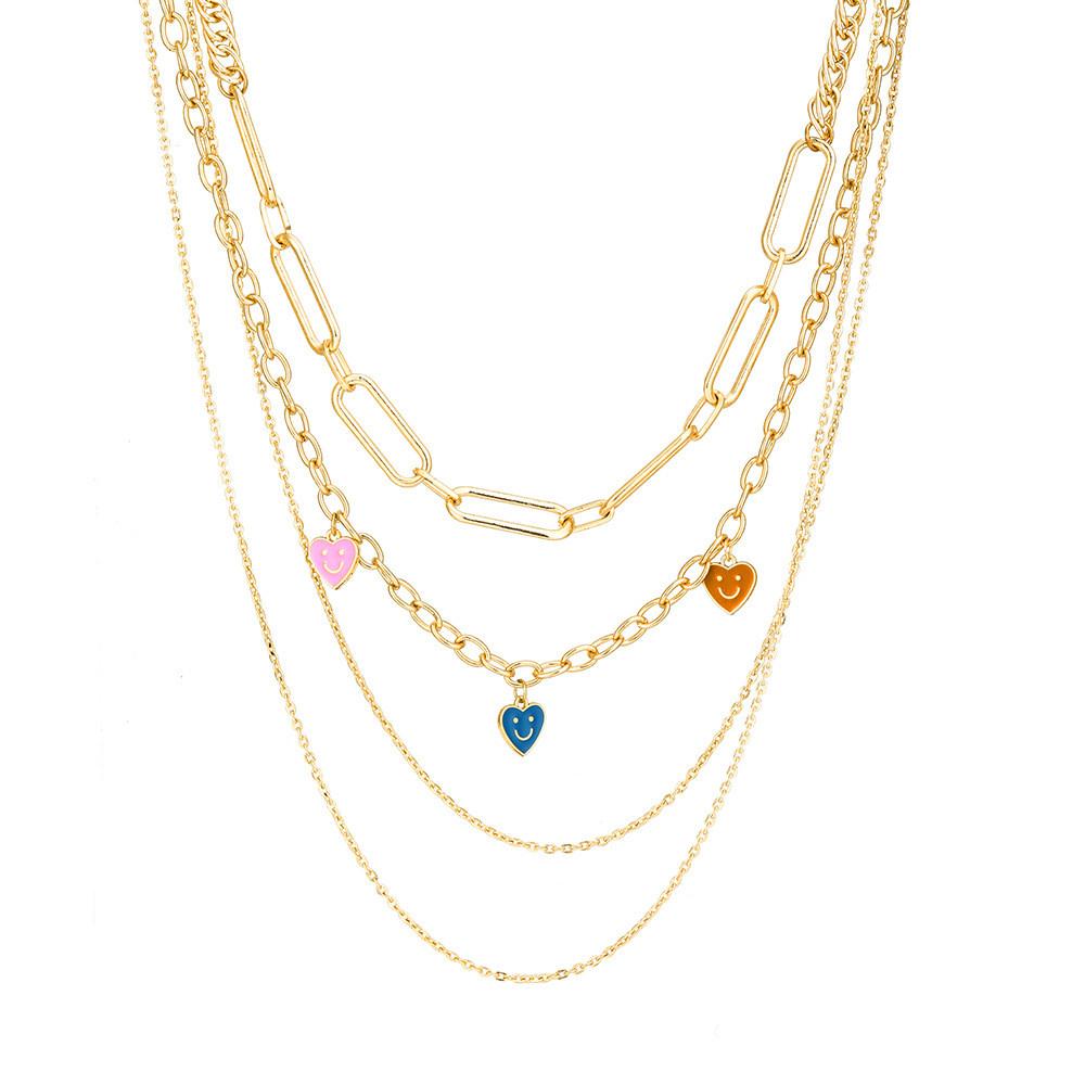 Trendy Gold Multi-layered Geometric Chain Necklace Stylish Fashionable Jewelry For Women