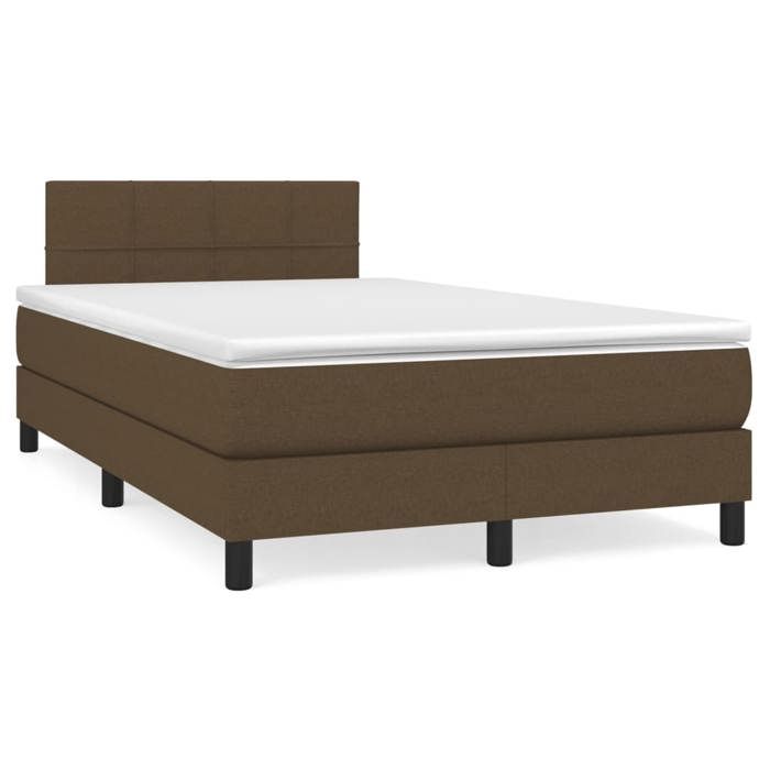 Slatted Bed Base with Mattress - Maison Exclusive - 120x200 Cm - Dark Brown - Adjustable Headboard