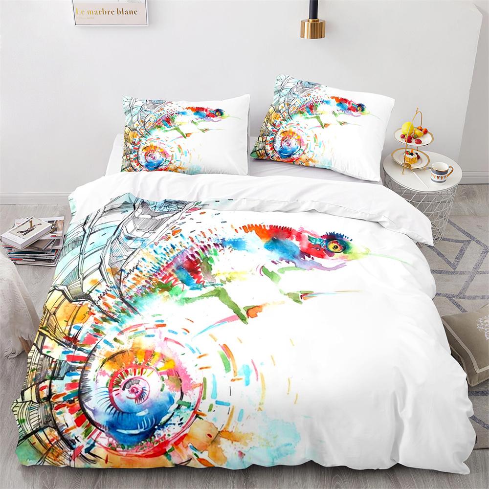 Lizard Duvet Cover Set Desert Wildlife Animal Pattern Comforter Cover King Queen Size for Adults Teens Animal Lovers Bedding Set