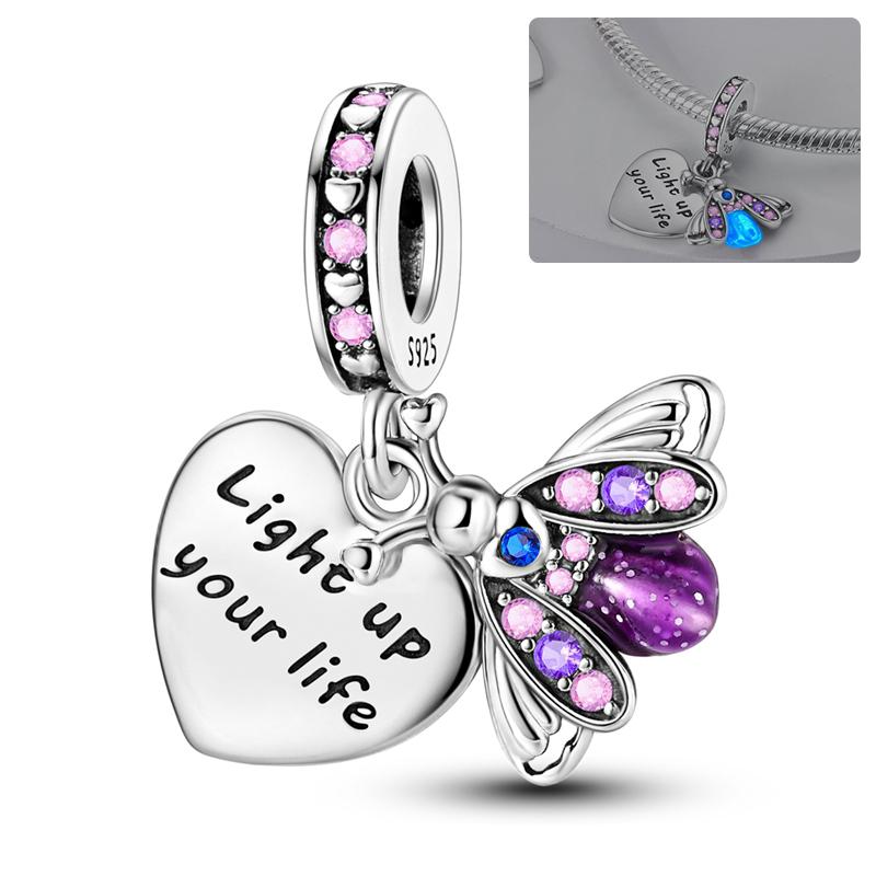 Luminous Copper Glowinthedark Firefly Charm Pendant Compatible With Authentic Charm Bead Charms Bracelets Bead for Women Diy Fine Jewellery