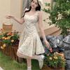 French Temperament Suspender Skirt Summer New Floral Dress Women's Waist Small Looking Thin Suspender Skirt Short Skirt