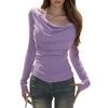 Frühlingsferien Zweifache U-Boot-Ausschnitt Schlankmachende Hottie Neckholder Langarm Damen-T-Shirts