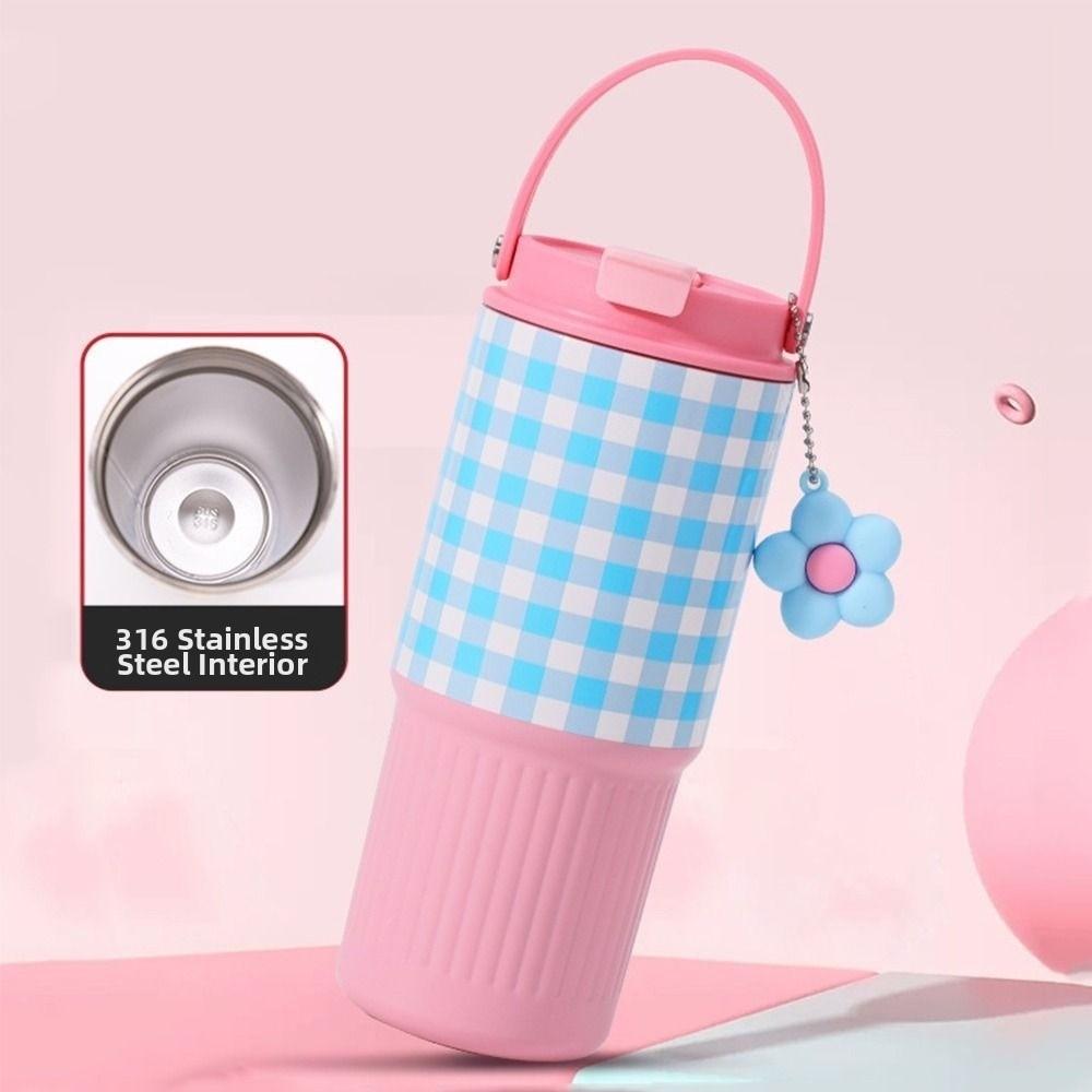 Portable Thermal Water Bottle 750ML Drinking Straw Cup Outdoor Insulated Mug Kitchenware