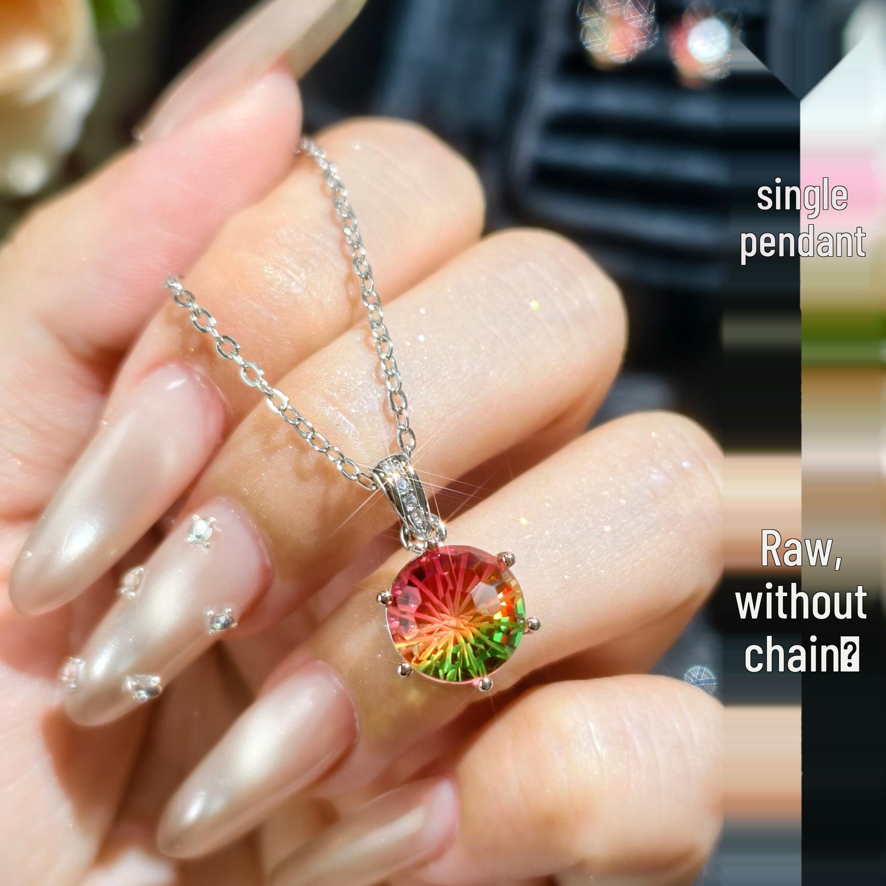 

Трендове жіноче кольорове кільце з турмаліну-кавуна з відкритою шинкою та огранюванням «феєрверк»