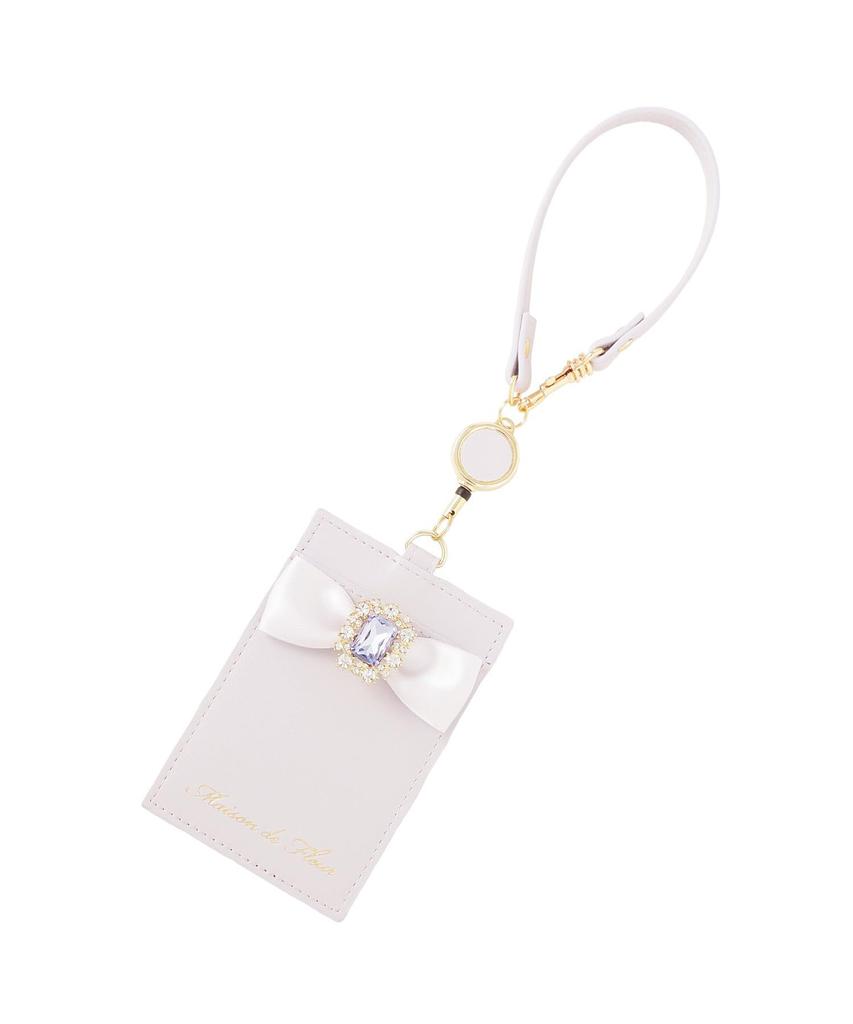 Maison de FLEUR de Retractable Bijou Ribbon Pass Size Pass Case 08001387300 (Maison Fleur) Case, Lavender, F,