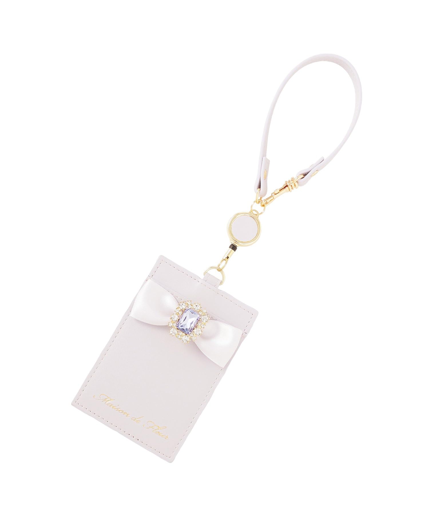 Maison de FLEUR de Retractable Bijou Ribbon Pass Size Pass Case 08001387300 (Maison Fleur) Case, Lavender, F,