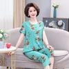 Middle-aged and Elderly Cotton and Silk Pajamas Women's Summer Grandma Short-sleeved Cropped Pants Loungewear Artificial Cotton Mother Thin Suit