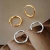 Earrings: 925 Sterling Silver with Gold Plating, Simple Smooth Large Hoops, Plain Studs, Light Luxury, High-End Feel