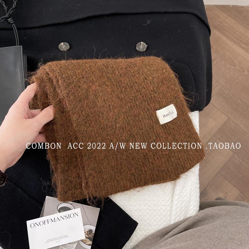 Knitted Scarf Women's Winter Korean Version New Sticker Solid Color Student Warm Wool Scarf Male Couple